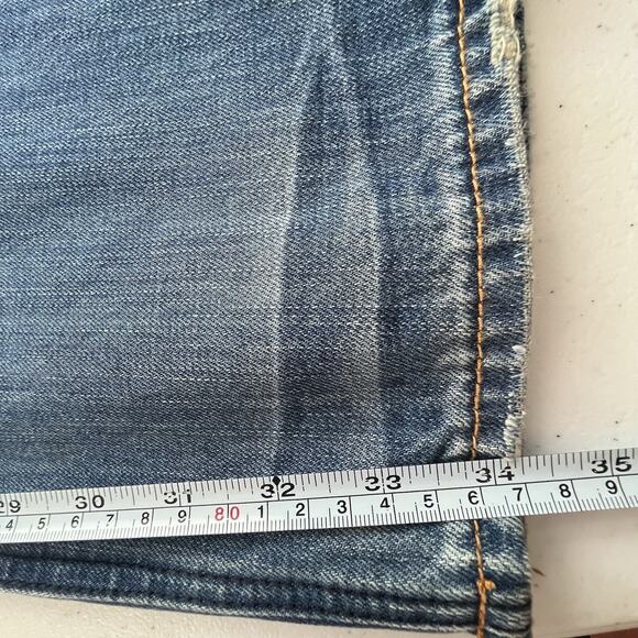 AKOO Jeans Mens 40/34 Blue Paint Splatter Distressed No Rivals Patch Big Oak Fit - Picture 15 of 16